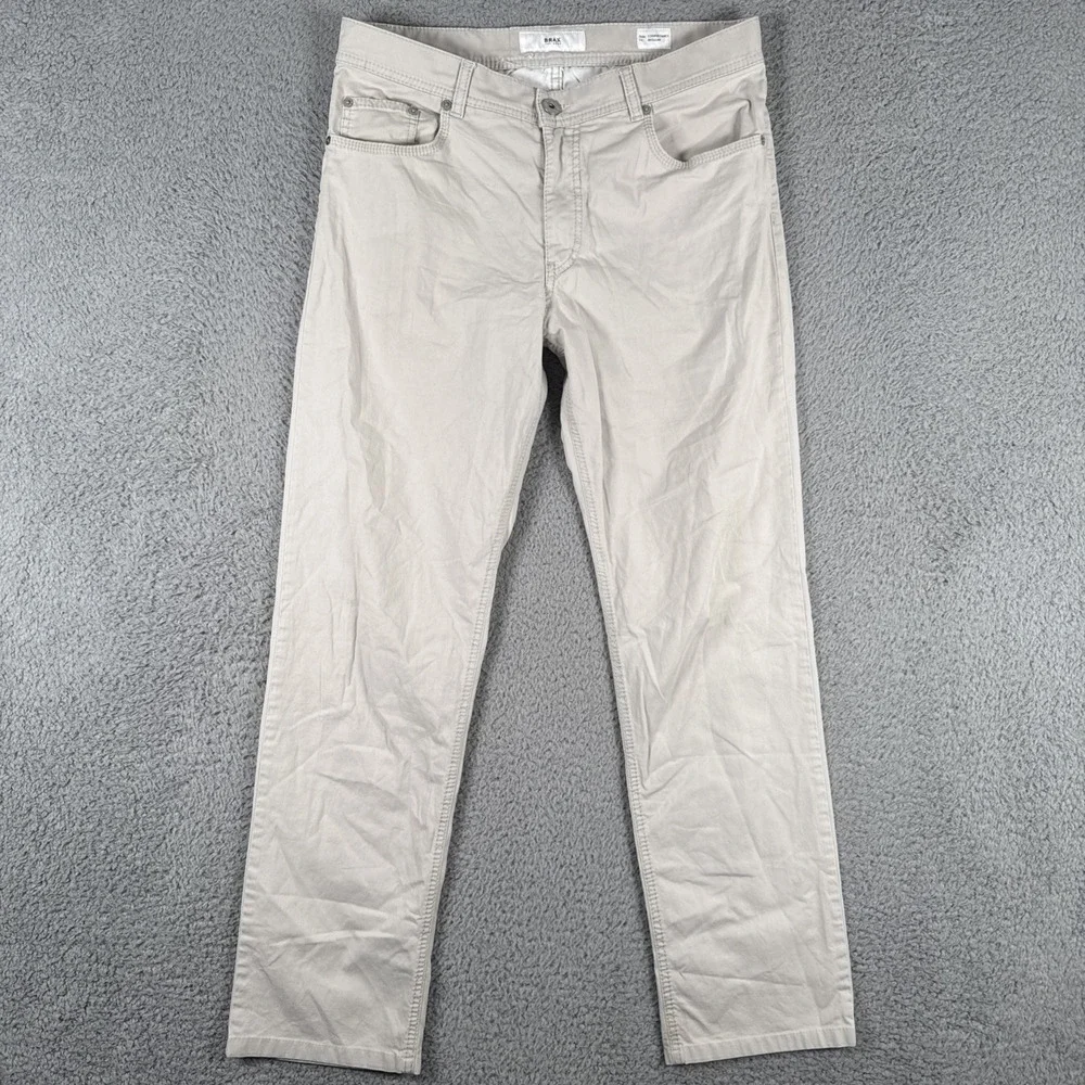 BRAX Feel Good Cooper Fancy Pants Mens 33x34 (32x30) Cream 5-Pocket